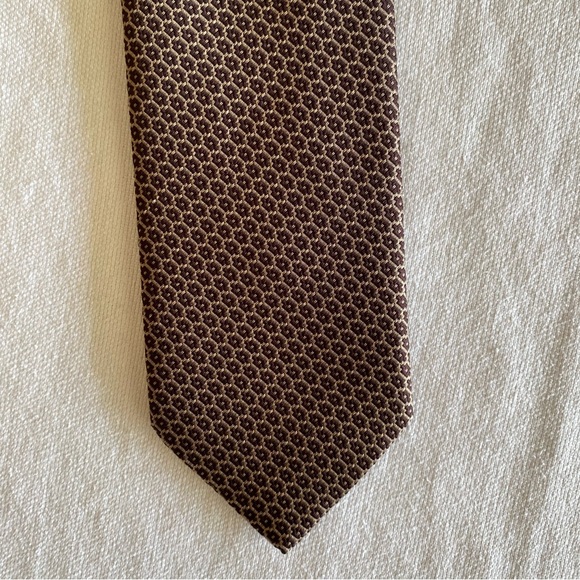 Ermenegildo Zegna Geometric Pattern Silk Tie Made In Italy Quiet Luxury Career - Picture 3 of 6